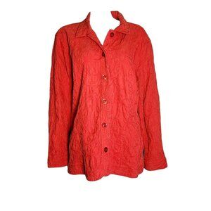 CJ BANKS Solid All Orange Textured Long Sleeve Jacket Top Womens Plus Size 3X